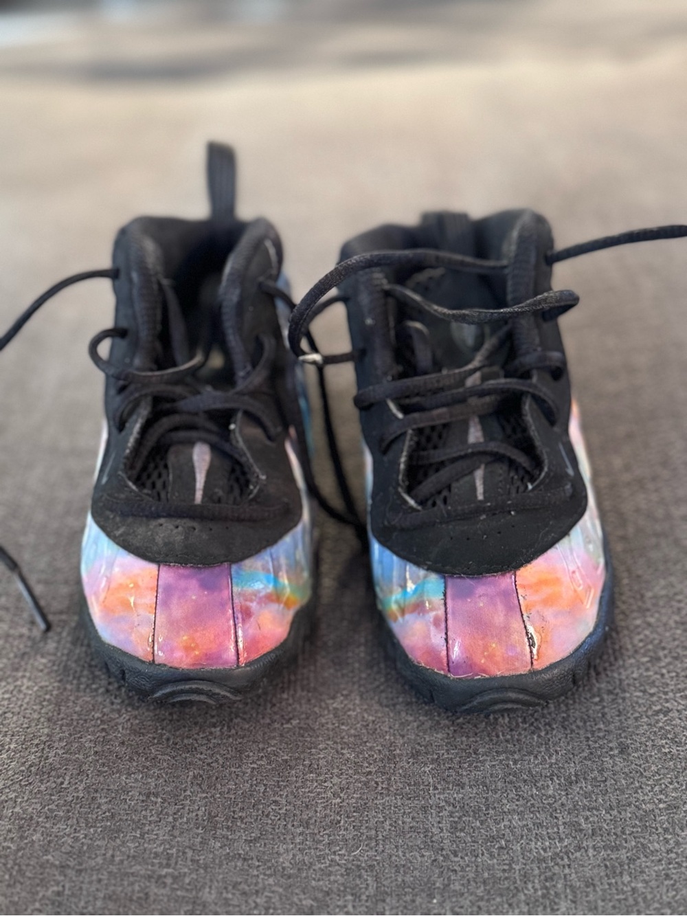 Nike Kids Black Sneakers with Multicolor Galaxy Toe